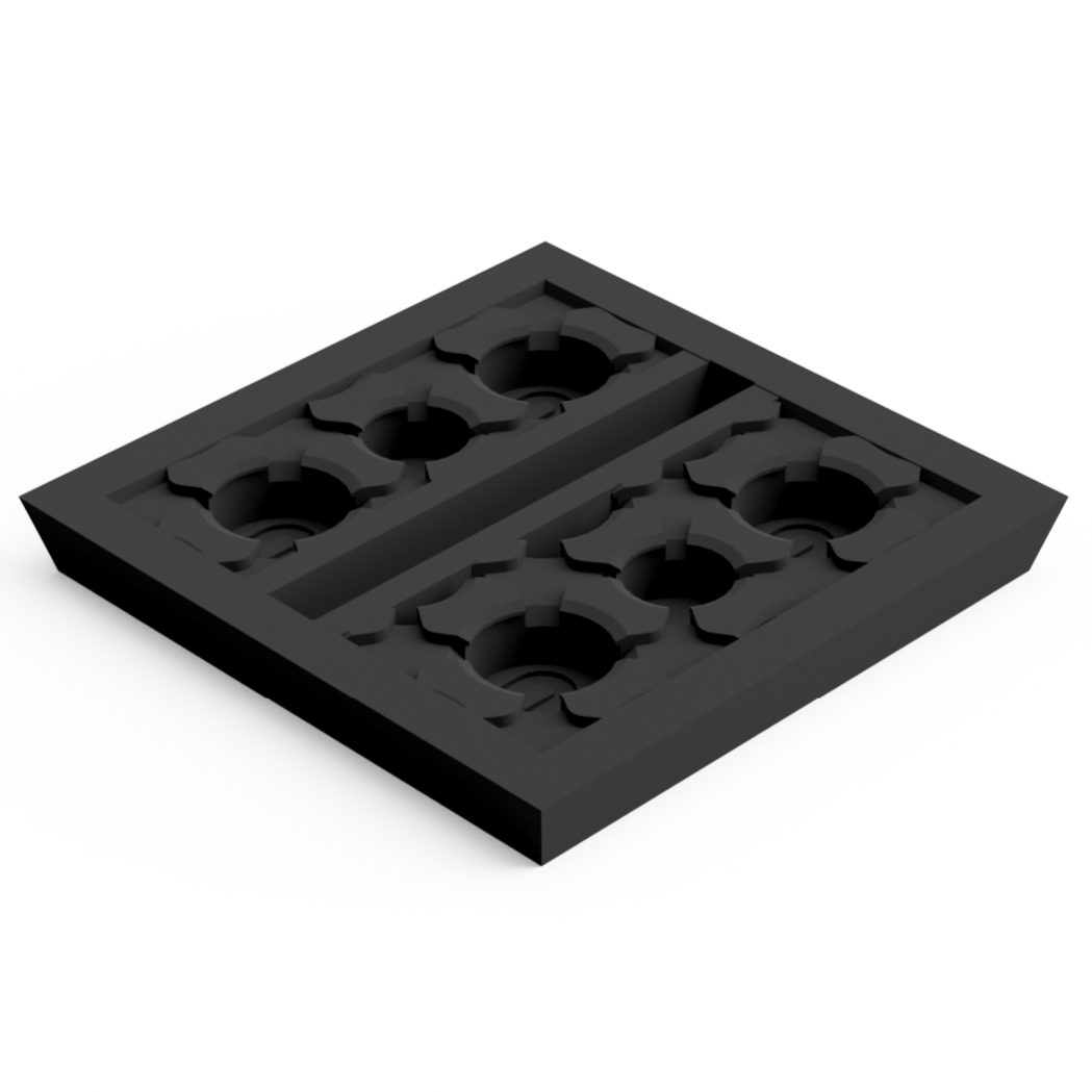 Base 25 mm Square Slotted (10 pcs) Magnetic Flex
