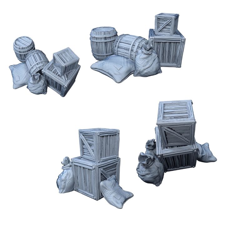 Crates, Barrels & Sacks pile