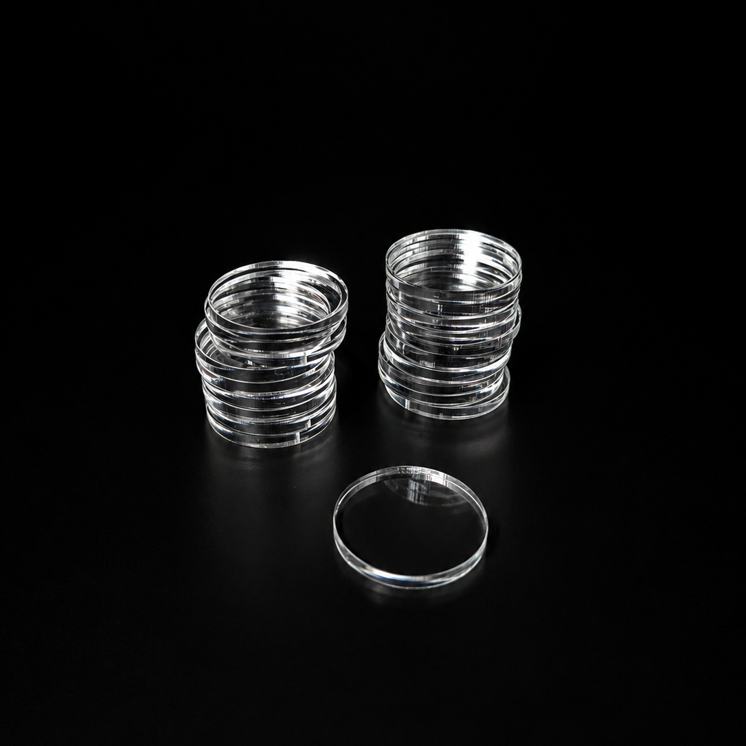 Transparent Base 27mm Round (20pcs) - Laser-Cut Acrylic (Plexiglas©)