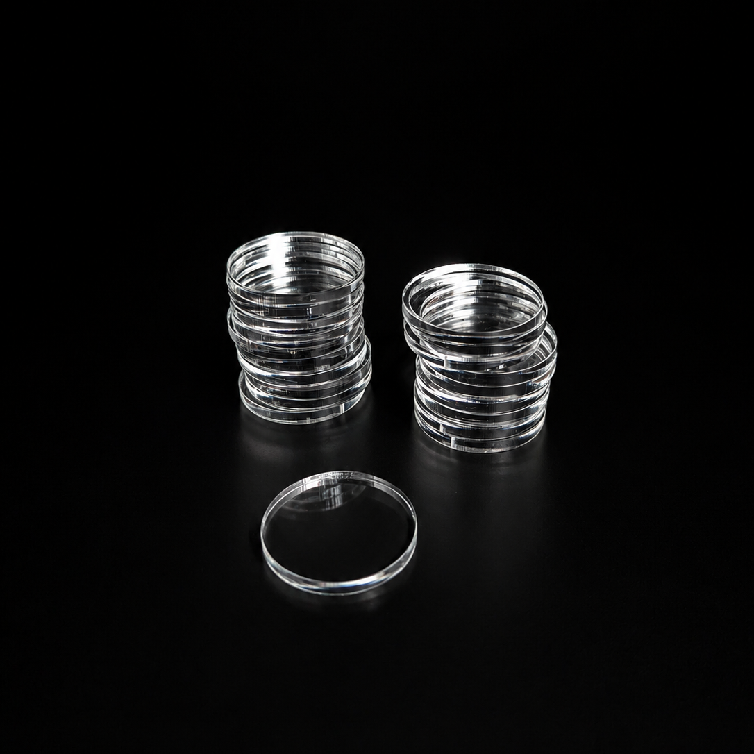 Transparent Base 25mm Round (20pcs) - Laser-Cut Acrylic (Plexiglas©)