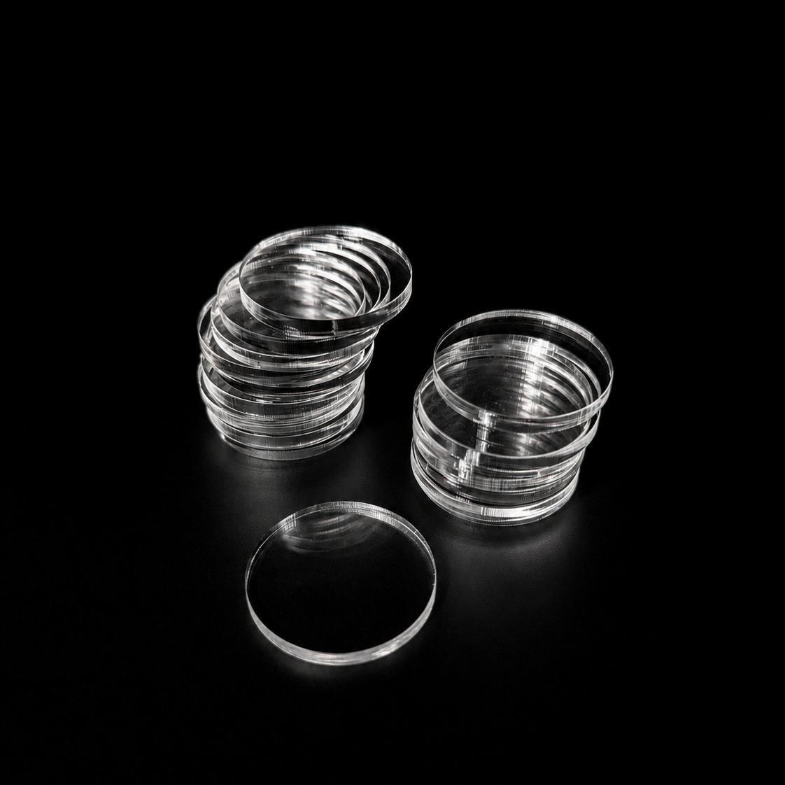 Transparent Base 28,5mm Round (20pcs) - Laser-Cut Acrylic (Plexiglas©)