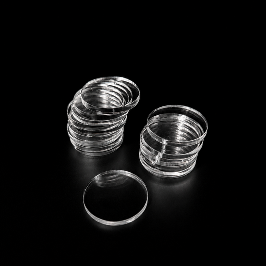 Transparent Base 28,5mm Round (20pcs) - Laser-Cut Acrylic (Plexiglas©)
