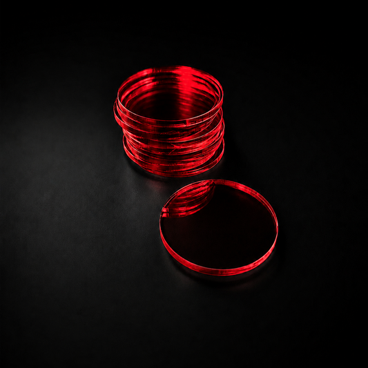 Transparent Base 40mm Round Red (10pcs) - Laser-Cut Acrylic