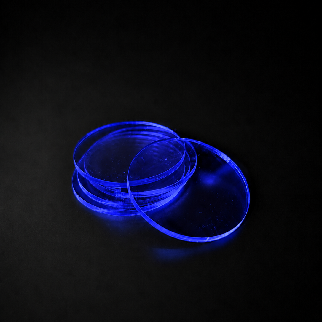 Transparent Base 55mm Round Blue (5pcs) - Laser-Cut Acrylic