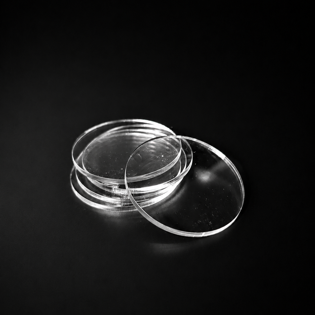 Transparent Base 55mm Round (5pcs) - Laser-Cut Acrylic (Plexiglas©)