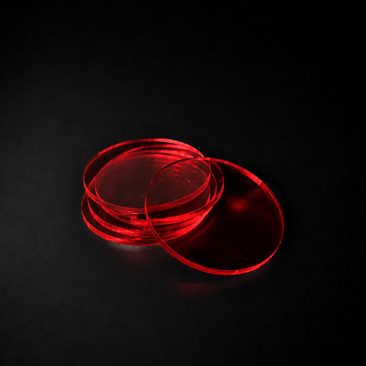 Transparent Base 55mm Round Red (5pcs) - Laser-Cut Acrylic