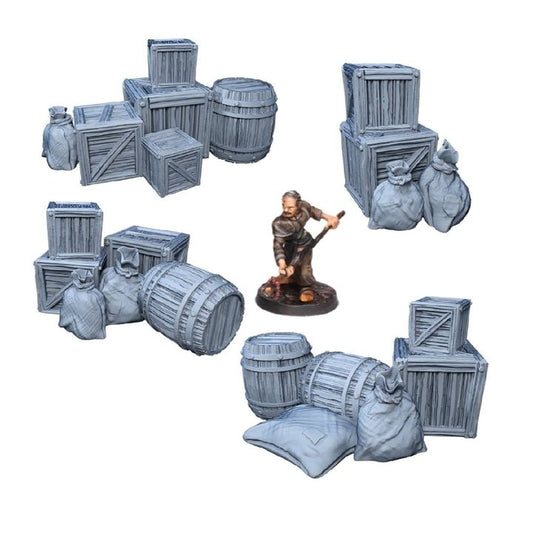 Crates, Barrels & Sacks pile