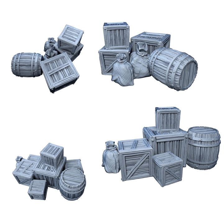 Crates, Barrels & Sacks pile
