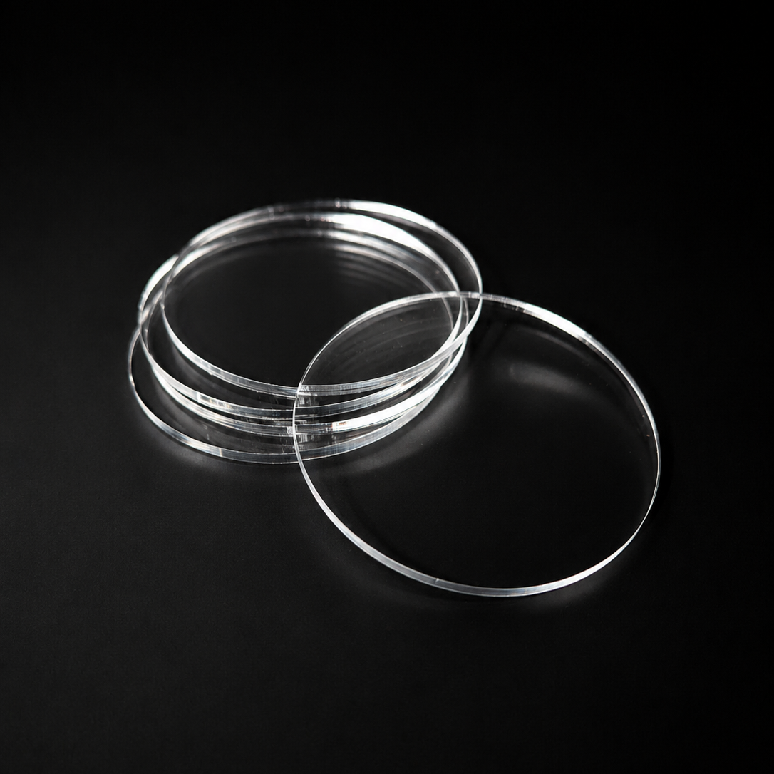 Transparent Base 80mm Round (5pcs) - Laser-Cut Acrylic (Plexiglas©)