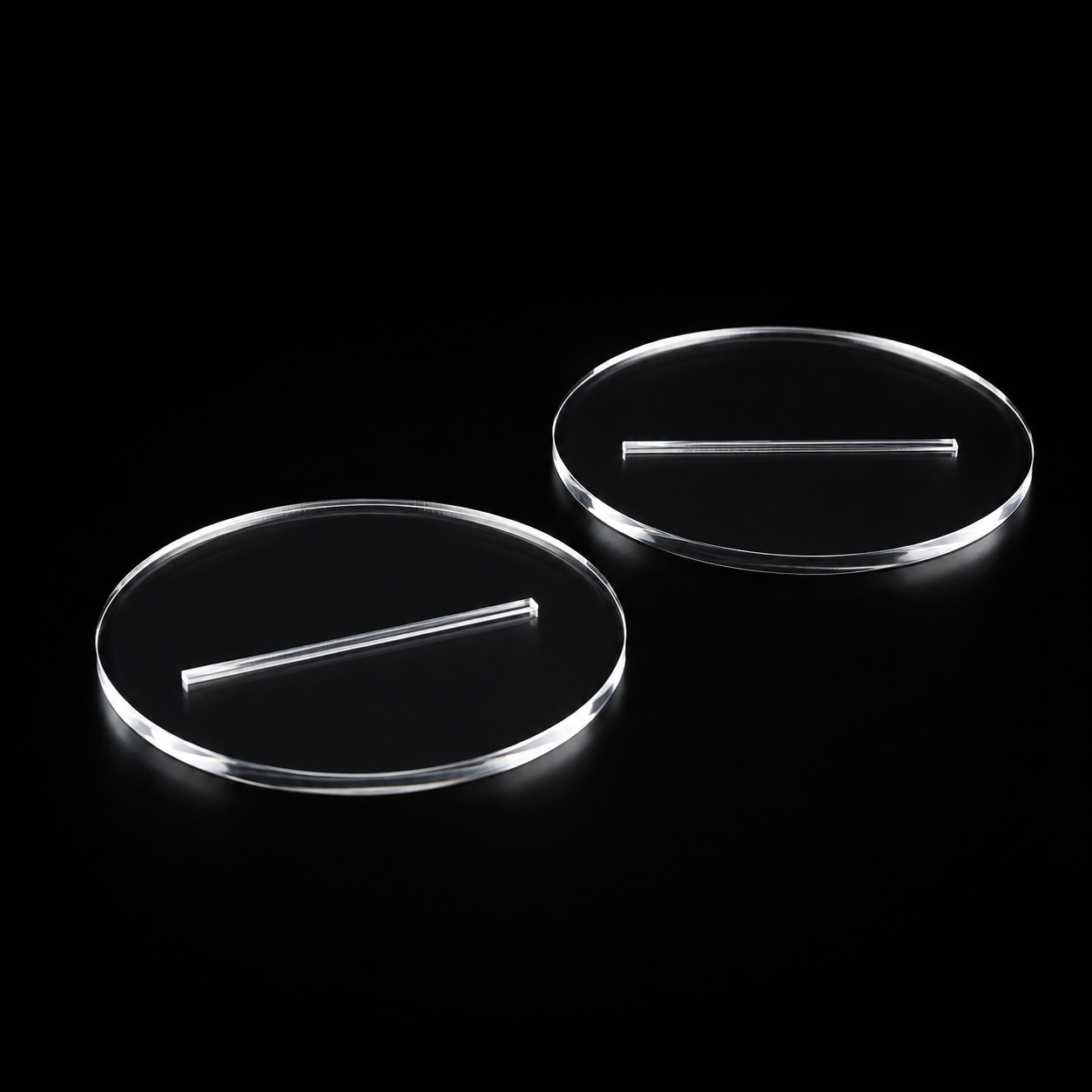 Transparent Slotted Base 100mm Round (2pcs) – Plexiglas® GS