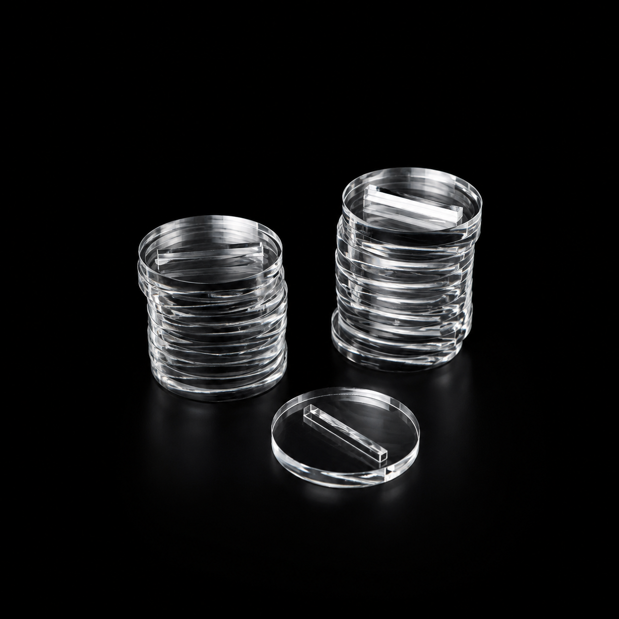 Transparent Slotted Base 25mm Round (20pcs) – Plexiglas® GS