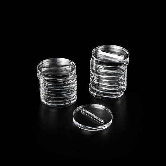 Transparent Slotted Base 25mm Round (20pcs) – Plexiglas® GS