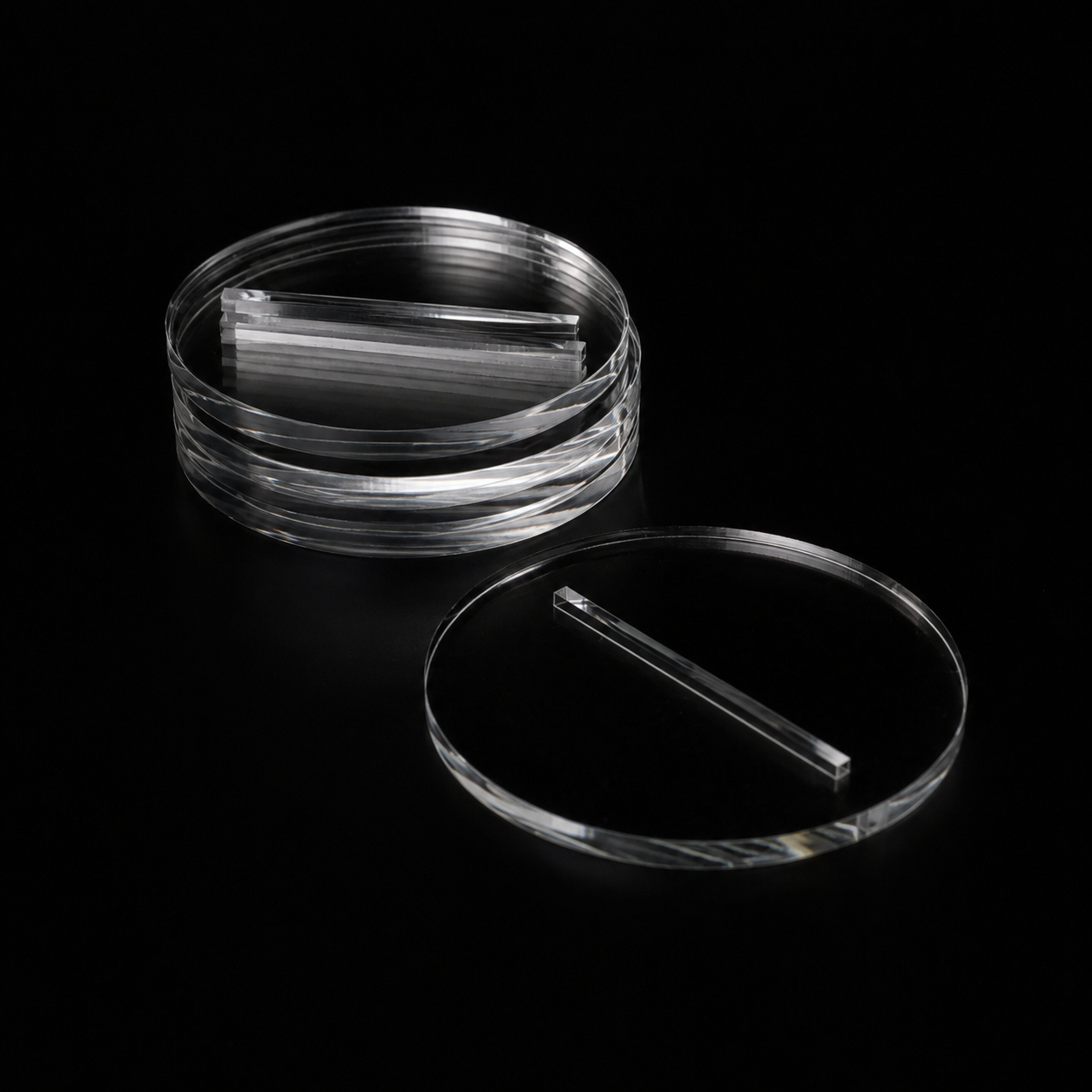 Transparent Slotted Base 50mm Round (5pcs) – Plexiglas® GS