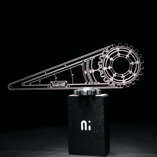 Machinae Precision Flame Template 8.1”x2.5” - Laser-Cut Acrylic (Plexiglas©)