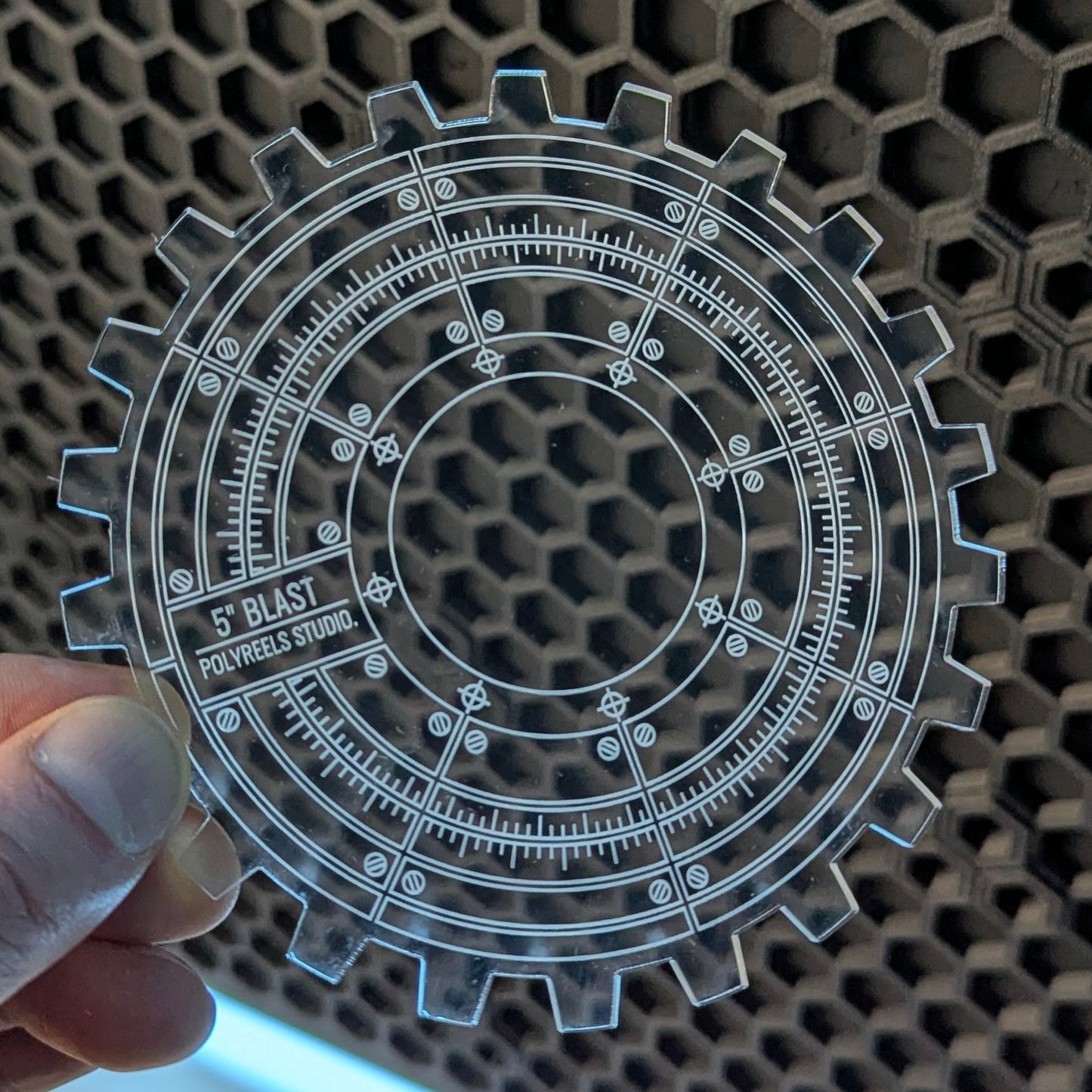 Machinae Precision Blast Template 5" - Laser-Cut Acrylic (Plexiglas©)