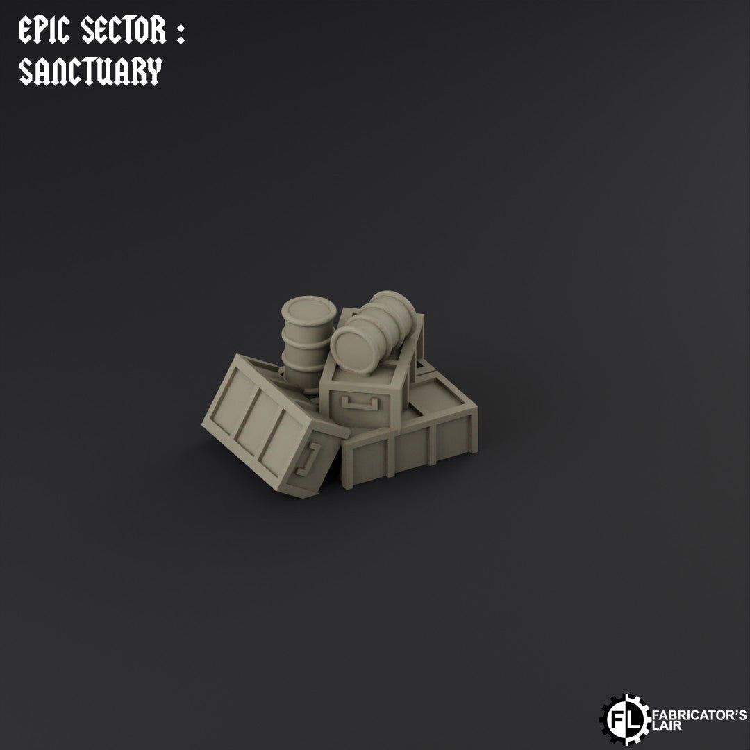 Set: Barrels / Crates - Supplies 1-4 – Epic Scale Gelände (6–10 mm, 8pcs)