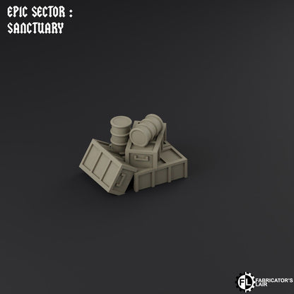 Set: Barrels / Crates - Supplies 1-4 – Epic Scale Gelände (6–10 mm, 8pcs)