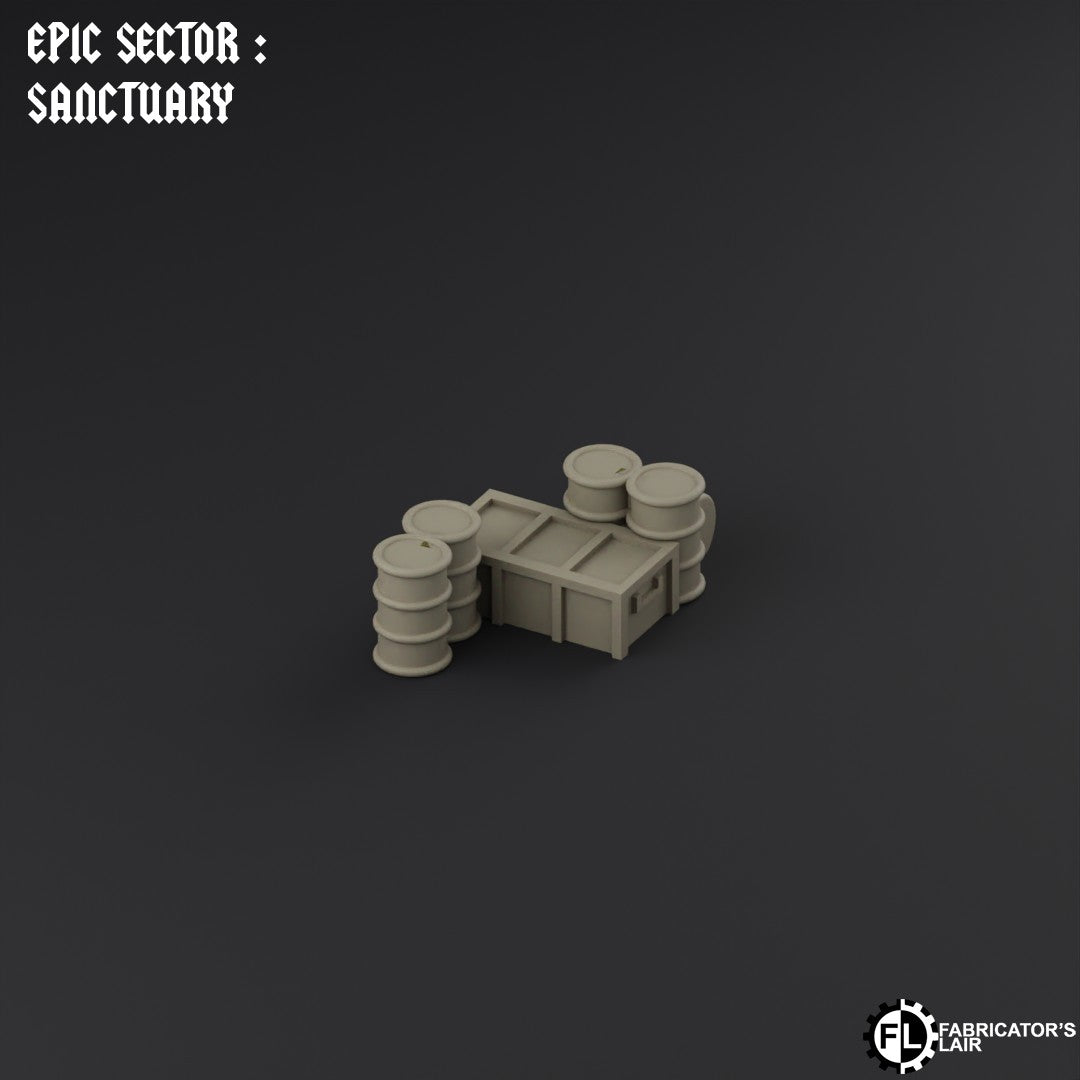 Set: Barrels / Crates - Supplies 1-4 – Epic Scale Gelände (6–10 mm, 8pcs)