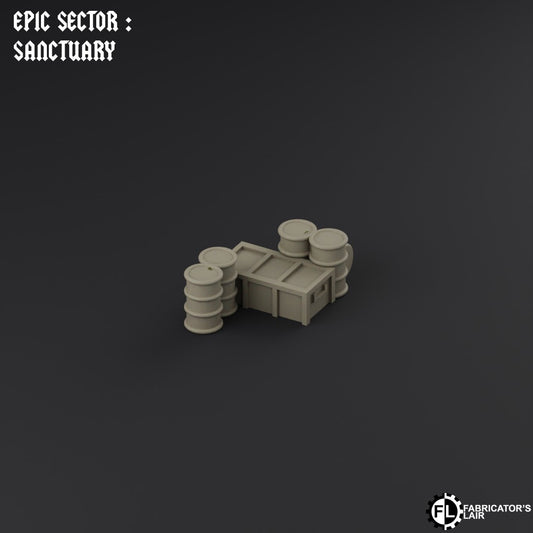 Set: Barrels / Crates - Supplies 1-4 – Epic Scale Gelände (6–10 mm, 8pcs)