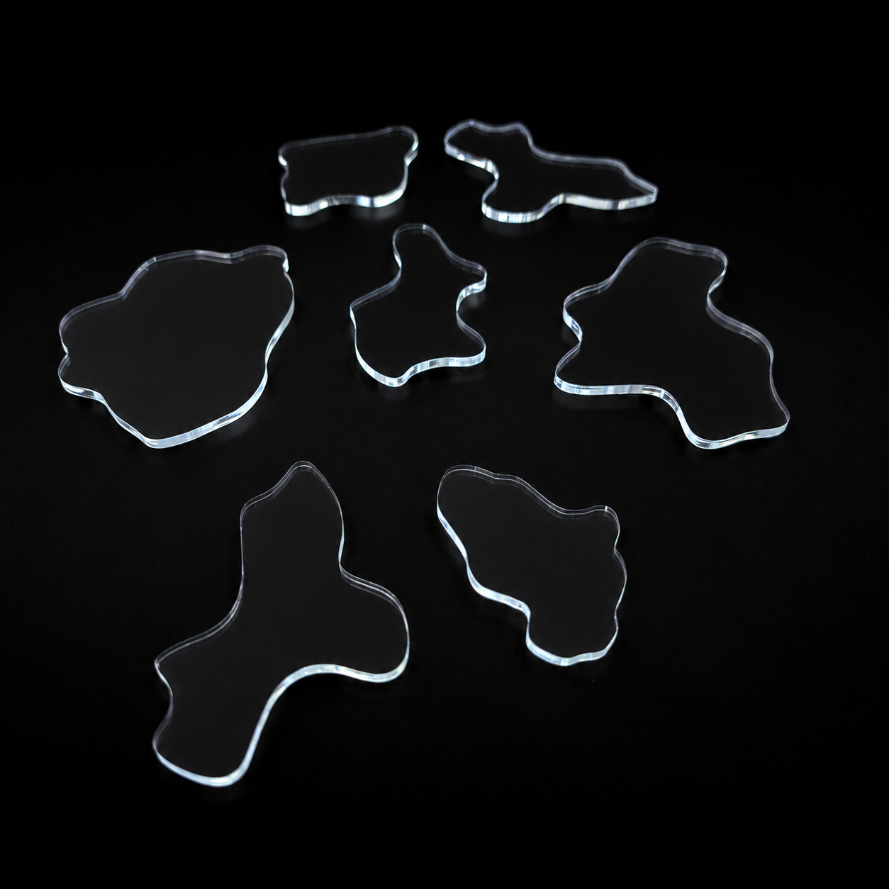 Asteroid Bases (7pcs) - Laser-Cut Acrylic (Plexiglas©)
