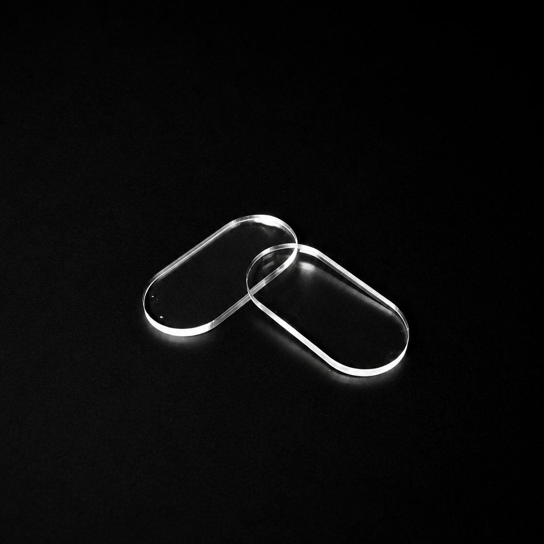 Transparent Base 25x50mm Oval Capsule Shape (5pcs) - Laser-Cut Acrylic (Plexiglas©)