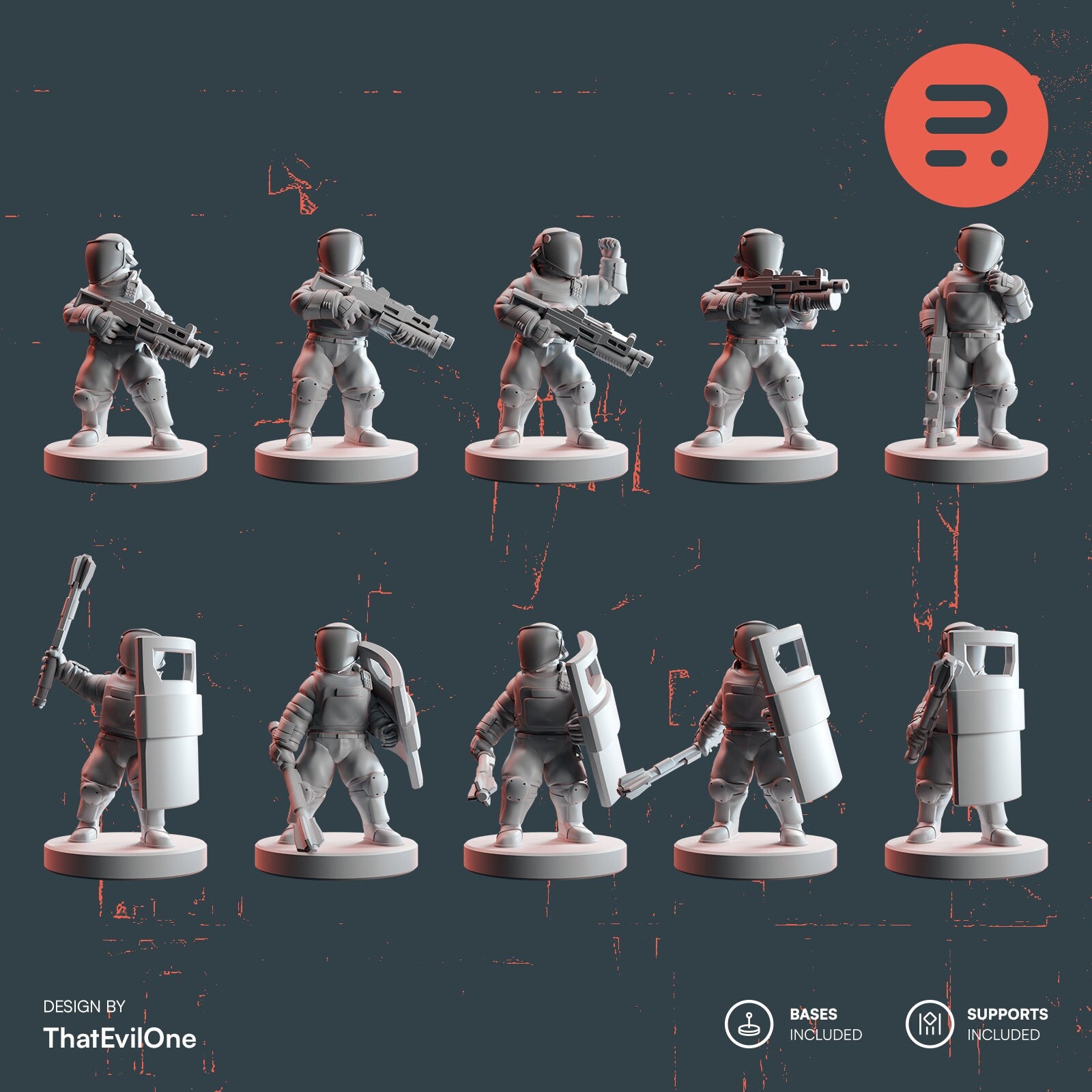 Resin-Tabletop-Miniaturen "Smol Heckghost Security Teams" im Maßstab 6/8mm, detailreich gestaltet für Miniatur- und Strategiespiele.